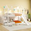 Kinderhochbett 90x200 cm mit Rutsche und Stauraumleiter – weißes Holzbett Bild 3