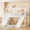 Kinderhochbett 90x200 cm mit Rutsche und Stauraumleiter – weißes Holzbett Bild 5