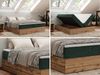 Polsterbett mit Bettkasten, Boxspringbett ohne Kopfteil WOOD ZERO, 7-Zonen Multipocket-Matratze und Topper, modernes Bett für Schlafzimmer - Dunkelgrün Cordstoff - 140 x 200 cm - H4 Bild 2