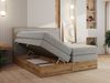 Boxspringbett, Set mit zwei Multipocket-Matratze und Topper, hohe Kopfteil, Eiche Wotan Holzrahmen - WOOD CLASSIC KING - 160 x 200 cm - Hellgrau Struktur - H3 Bild 4