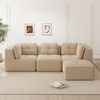 Flieks 3-Sitzer Modulares Sofa mit Hocker, Cloud Sofa Cord rahmenlos, Lounge Sofa bodennah, mit breiten Armlehnen, Beige Bild 2