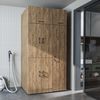 Roomart Waschmaschinenschrank - DORA-II- 115 cm breit - Wasch- & Trocknerschrank mit Türen & Ausziehbrett, Waschmaschinen-Überbau für Waschküche & Hauswirtschaftsraum • Eiche Bild 2