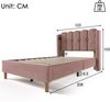 Polsterbett 90x200 cm aus Samt mit USB- und Type-C-Anschlüssen – gepolstertes Einzelbett in Rosa Bild 5