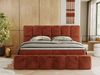 Boxspringbett mit dekorativem Kopfteil, Doppelbett mit zwei 7 Härtezonen Multipocket-Matratzen, Bettkästen, Polsterbett - NIRA - 180 x 200 cm - Orange Stoff - H4 Bild 4
