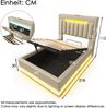 Novelux Polsterbett 90x200 cm mit LED-Beleuchtung & USB-Typ-C – Leinen Beige, Einzelbett mit Stauraum-Kopfteil & Hydraulischem Bettkasten, Ohne Matratze Bild 2