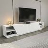 Dmora Fernsehschrank Apat, Ständer für Wohnzimmerfernseher, Niedriges Wohnzimmer-Sideboard, TV-Ständerbasis, 240x37h47 cm, Weiß Bild 5