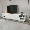 Dmora Fernsehschrank Apat, Ständer für Wohnzimmerfernseher, Niedriges Wohnzimmer-Sideboard, TV-Ständerbasis, 240x37h47 cm, Weiß Bild 2
