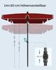 Songmics Sonnenschirm mit Aufbewahrungstasche, ohne Ständer, UPF 50+, Stahl / Polyester, Rot, 200 x 125 cm Bild 5