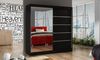 Schwebetürenschrank Basti III 200 cm mit Spiegel - Kleiderschrank, Schiebetürenschrank mit Kleiderstange und Einlegeboden, Schlafzimmerschrank, Schiebetüren, 200x215x58 cm (Schwarz) Bild 5