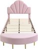 Polsterbett 90x200 mit Bettbank und Samt Kopfteil, Einzelbett Kinderbett, rosa Bild 5