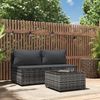 vidaXL 3-tlg. Garten-Lounge-Set mit Kissen Grau Poly Rattan 319771 Bild 1