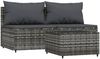 vidaXL 3-tlg. Garten-Lounge-Set mit Kissen Grau Poly Rattan 319771 Bild 2