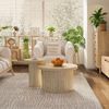 Merax Couchtisch, doppelter runder Tisch, Beistelltisch mit Naturholzlatten. Multifunktionaler Wohnzimmertisch, Holzfarbe Bild 3
