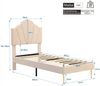 Merax Polsterbett, Samt Einzelbett mit höhenverstellbarem Muschel-Form-Kopfteil 90x200cm, beige Bild 5
