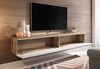 Lowboard ""D"" TV-Unterschrank 180x32x30cm grifflos Farbe: Wotan Eiche / weiß Hochglanz Bild 2