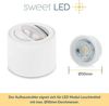Sweet LED LED Aufbaustrahler flach 4er Set 5 W 230 V Aufbauspots rund weiß matt Aluminium, LED wechselbar, Warmweiß, LED Deckenlampe, Deckenspot, Deckenstrahler, schwenkbar Bild 4