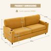 Sofa 203x77,5x86 cm, Senfgelb, Chenille, USB-C & dimmbare LED, Getränkehalter, Seitentaschen Bild 3