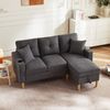 Ecksofa 175 x 129 x 90 cm in Dunkelgrau, Baumwoll-Leinen, mit Stauraum, Getränkehaltern und 2 Kissen Bild 4