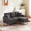 Ecksofa 175 x 129 x 90 cm in Dunkelgrau, Baumwoll-Leinen, mit Stauraum, Getränkehaltern und 2 Kissen Bild 3