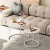Runde Couchtische Set 2 Beistelltische Metallrahmen Wohnzimmer Schlafzimmer Büro Bild 2