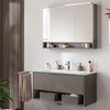 FACKELMANN B.PARIS Waschtisch Set mit Spiegelschrank 90 cm breit, Grau, Waschbecken Glas Weiß Bild 2