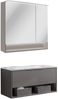 FACKELMANN B.PARIS Waschtisch Set mit Spiegelschrank 90 cm breit, Grau, Waschbecken Glas Weiß Bild 1