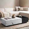 Couchtisch 120x60x28cm Marmor-Optik Weiß Schwarz Modern mit Schubladen Stauraum Bild 2