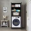 Roomart Waschmaschinenschrank DORA-II- Waschmaschinen- & Trocknerschrank mit Türen & Ausziehbrett – Waschküchenschrank für Waschmaschine & Trockner • Schwarz-Eiche Bild 3