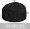 Green Bean® Sitzsack Fellotpik mit Füllmaterial (EPS Perlen) - Indoor Maße ca 100 x 55 cm - Bean Bag - Schwarz Bild 4