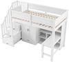 STILVORA Hochbett 90X200 mit Regal&Schreibtisch,Jugendbett Kinderbett mit Schrank&LED (mit LED-Beleuchtung,Kleiderschrank – Multifunktionales Jugendbett mit Stauraumtreppe, 1-St, 90x200cm) mit integrierter Schreibtisch und Regal Bild 3