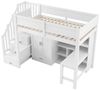 STILVORA Hochbett 90X200 mit Regal&Schreibtisch,Jugendbett Kinderbett mit Schrank&LED (mit LED-Beleuchtung,Kleiderschrank – Multifunktionales Jugendbett mit Stauraumtreppe, 1-St, 90x200cm) mit integrierter Schreibtisch und Regal Bild 4