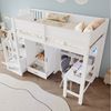 STILVORA Hochbett 90X200 mit Regal&Schreibtisch,Jugendbett Kinderbett mit Schrank&LED (mit LED-Beleuchtung,Kleiderschrank – Multifunktionales Jugendbett mit Stauraumtreppe, 1-St, 90x200cm) mit integrierter Schreibtisch und Regal Bild 2