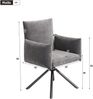 Merax Esszimmerstühle Set, (2 st), 2er-set, Gepolsterter Sessel mit 4 Metallbeinen, 360° Lässiger Drehstuhl, Wohnzimmer Schlafzimmerstuhl, Arbeits- und Schreibtischstuhl, Lordosenstütze, Samt, Grau Bild 4