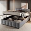 REDOM Polsterbett Stauraumbett Kinderbett Gästebett Funktionsbett Doppelbett (mit hydraulischem Stauraum, weichem holländischem Samt und stabilen Lattenrost – Perfekt für kleine Wohnungen und modernes Wohnen, 180x200 cm) Bild 5