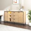 Merax Sideboard mit LED-Beleuchtung und Glasablagen, Kommode Holz mit großem Stauraum und verstellbare Einlegeböden Bild 3