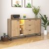 Merax Sideboard mit LED-Beleuchtung und Glasablagen, Kommode Holz mit großem Stauraum und verstellbare Einlegeböden Bild 2