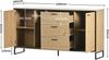 Merax Sideboard mit LED-Beleuchtung und Glasablagen, Kommode Holz mit großem Stauraum und verstellbare Einlegeböden Bild 5