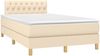 vidaXL Boxspringbett mit Matratze Creme 120x190 cm Stoff 3269798 Bild 2