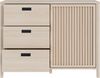 Forte JYTANA Sideboard 120, skandinavisches Sideboard mit 3 Schubladen und Schranktür, Riva Eiche Holzdekor, 119,8 cm breit x 91,5 cm hoch x 40,2 cm tief Bild 4