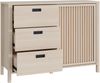 Forte JYTANA Sideboard 120, skandinavisches Sideboard mit 3 Schubladen und Schranktür, Riva Eiche Holzdekor, 119,8 cm breit x 91,5 cm hoch x 40,2 cm tief Bild 5