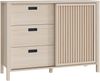 Forte JYTANA Sideboard 120, skandinavisches Sideboard mit 3 Schubladen und Schranktür, Riva Eiche Holzdekor, 119,8 cm breit x 91,5 cm hoch x 40,2 cm tief Bild 3