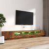 3-tlg. TV-Schrank-Set LED-Leuchten Räuchereiche Holzwerkstoff [3120176] Bild 4