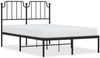 vidaXL Bettgestell mit Kopfteil, Metall, Schwarz, 120x190 cm Bild 2