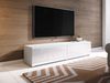 TV-Lowboard Stone 140, mit weißer LED Beleuchtung, Weiß / Weiß Hochglanz Bild 2