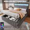Polsterbett 160x200 cm aus Leinenstoff mit LED-Beleuchtung und hydraulischem Stauraum – modernes, praktisches Design Bild 3