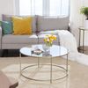 Vasagle 'LGT21G' Couchtisch mit goldenem Metallgestell, Hartglas transparent, Ø84 cm Bild 2