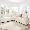 Merax Ecksofa L-Form Sofa mit wendbarer Mittelkonsole & USB-Anschlüssen, Modulares Sofa für Wohnzimmer & Schlafzimmer 1 Teile, 5-Sitzer-Sofa mit Getränkehaltern, 2 Zierkissen & Stauraum, Chenille Bild 2