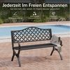 PHI VILLA Gartenbank (Gartenbank, Für den Außenbereich geeignete Bank für 2-3 Personen), Mit gusseiserner Rückenlehne und stabilem Stahlrahmen Bild 2