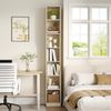 Bücherregal, 7 Ebenen Vertikales Bücherregal, Schmales Regal, Standregal, Würfelregal, Aufbewahrungsregal, für Büro, Wohnzimmer, Schlafzimmer, 28 × 30 × 208,1 cm, Moderner Stil, Eichenbeige Bild 3