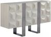 KAWOLA Sideboard MARGO 3 Türen Ulme furniert grau Fuß Edelstahl gebürstet 85 x 40 x 140 cm Bild 3